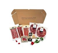 NICO JAMONES - Pack Dîner Ibérique Saint Valentin - 2 unités de 90 grammes (environ) de jambon ibérique coupé au couteau (format assiette) + saucisse + saucisse + tranche + cale de fromage