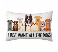 Nicokee Housse de coussin décorative en polyester pour amoureux des chiens, motif chien de ferme « I Just Want All The Dogs » - Pour canapé, sofa, chambre à coucher, salon - Taille Queen size : 50,8 x