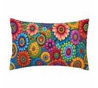 Nicokee Housse de coussin décorative en polyester pour canapé, sofa, chambre à coucher, salon - Motif floral mandala hippie - Couleur vive - 50,8 x 76,2 cm