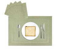 NiCoLa Lot de 6 sets de table de cuisine, résistants à la chaleur, lavables en PVC pour maison, restaurant, hôtel, table à manger, aliments chauds (vert)