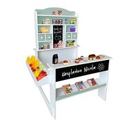 Nicola Magasin de Marchand en Bois pour Enfants - Comptoir de Vente, Tableau, comptoir latéral et tiroir - Vert