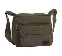 NiCoLa Sacs à bandoulière en toile pour homme, sac à bandoulière moyen avec plusieurs poches, sac à bandoulière pour le travail, la promenade du chien, le cyclisme, vert militaire, 29 * 10 * 23cm