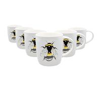 Nicola Spring 350ml Simply Home Tasses en Grès - Abeille Unique - 6x Grand Réutilisable Mignon Céramique Coloré Café Boissons Chaudes Ensemble de Thé avec Poignée | Cadeaux pour Hommes et Femmes