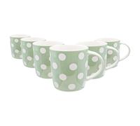 Nicola Spring 350ml Simply Home Tasses en Grès - Tache Verte et Blanche - 6x Grand Réutilisable Mignon Céramique Coloré Café Boissons Chaudes Thé avec Poignée | Cadeaux pour Hommes et Femmes