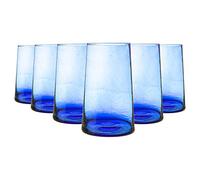 Nicola Spring 6 pièces Merzouga recyclé Highball Verres Set - Consommation d'alcool en Verre - 320ml - Bleu