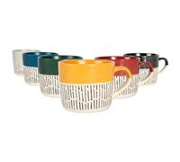 Nicola Spring 6pc Multicolour 450 ML Dash trempé Titeware Tasse de Tasse à café - Grande Tasses en Porcelaine de Porcelaine de Couleur Rustique en Porcelaine de Chocolat Chaud avec poignée