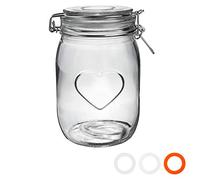 Nicola Spring Bocaux de Conservation en Verre Coeur - 1 Litre - Joint Transparent