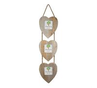 Nicola Spring Cadre Photo à Suspendre pour 3 Photos - Convient aux Photos de 10 x 10 cm - Lot de 1 - Cadre Photo en Bois Naturel en Forme de cœur Rustique, Fixation Murale, Orientation Portrait