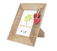 Nicola Spring Cadre Photo autoportant - Compatible avec Les Photos de 10 x 15 cm - Lot de 1 - Volets rustiques en Forme de cœur Rouge, Cadre Photo en Bois Naturel, Cadre