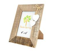 Nicola Spring Cadre photo autoportant - Compatible avec les photos de 10 x 15 cm - Lot de 1 - Volets rustiques en forme de cœur blanc, cadre photo en bois naturel, cadre