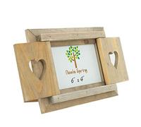 Nicola Spring Cadre photo autoportant - Compatible avec les photos de 15 x 10 cm - Lot de 1 - Volets rustiques en forme de cœur, cadre photo en bois naturel, cadre photo autoportant