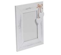 Nicola Spring Cadres Photo autoportants Blancs - Compatible avec Les Photos de 10 x 15 cm - Lot de 2 - Volets en Forme de cœur Blanc, Cadre Photo en Bois Naturel, Cadre