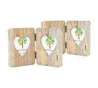 Nicola Spring Cadres Photo Pliables à 2 Photos - Convient aux Photos de 10 x 15 cm - Lot de 2 - Cadre Photo Rustique en Bois Naturel en Forme de cœur sur Pied pour Portrait, Orientation