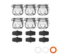 Nicola Spring Coeur en Verre de Stockage Jars avec ètiquettes - Food Vintage Prèserver Container - 500ml - Seal Clear - Lot de 6