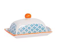 Nicola Spring Détroile à Motifs/Margarine avec Couvercle - 185 mm (7,3 Pouces) - Impression Bleue/Orange