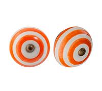 Nicola Spring Poignées en céramique - pour Placard/tiroir - Rayures - Orange - Lot de 6