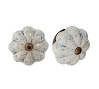 Nicola Spring Poignées en céramique - pour Placard/tiroir - Style Floral Vintage - Gris/Bleu - Lot de 24