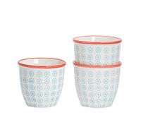 Nicola Spring Pot de Fleurs à Motifs. Pot de Fleurs en Porcelaine pour l'intérieur/l'extérieur - Motifs imprimés Turquoise/Rouge x3