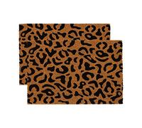 Nicola Spring Tapis de Porte de Coco - nattes de Bienvenue extérieures intérieures à la Noix de Coco Naturelle - 60 x 40 cm - Léopard - Pack de 2