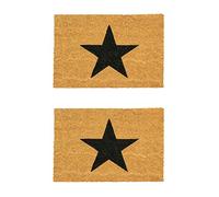 Nicola Spring Tapis de Porte de Coco - nattes de Bienvenue extérieures intérieures à la Noix de Coco Naturelle - 60 x 40 cm - étoile Noire - Pack de 2