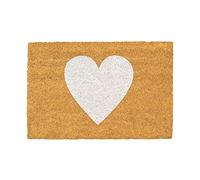 Nicola Spring Tapis de Porte de la Coco - nattes de Bienvenue en Plein air à Noix de Noix de Coco Naturelle - 60 x 40 cm - Coeur Blanc