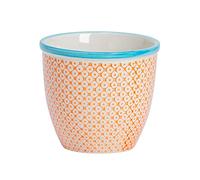 Nicola Spring Vase à Fleurs de Plante en Porcelaine à Motifs pour Une Utilisation à l'intérieur et à l'extérieur - Conception d'impression Orange/Bleu