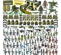 Nicolababe 390+ Pièces Armes Militaires Jouets de Construction Set d'Armes d'Armée Équipement de Soldat, Casque de Camouflage, Gilet Tactique, Gatling, Compatible avec Les Minifigures Principales