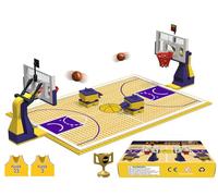 Nicolababe Blocs de construction jouets - Terrain de basket-ball classique - Plaques de base et ensembles de 2 paniers de basket-ball - Compatible avec les grandes marques (jaune)