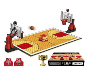 Nicolababe - Ensemble de briques de construction pour panier de basket-ball - Plaques de base de terrain de basket-ball et ensembles de 2 paniers de basket-ball, buts de basket-ball, briques de