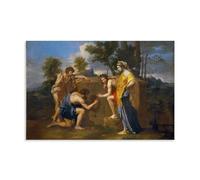 Nicolas Poussin Et in Arcadia Ego (Les bergers d'Arcadie), deuxième version, affiche de la fin des années 1630, impression esthétique sur toile, décoration murale moderne, sans cadre, 30 x 45 cm