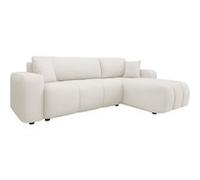 Nicole - canapé d'angle réversible 4 places convertible avec coffre en tissu - Beige