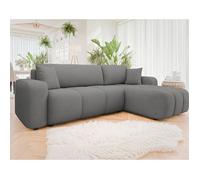 Nicole - canapé d'angle réversible 4 places convertible avec coffre en tissu - Gris