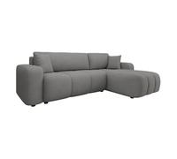 Nicole - canapé d'angle réversible 4 places convertible avec coffre en tissu - Gris