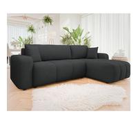 Nicole - canapé d'angle réversible 4 places convertible avec coffre en tissu - Gris Anthracite