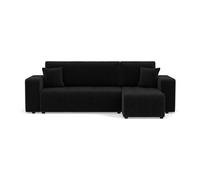 Bestmobilier Canapé d'angle Nicole réversible convertible 4 places coffre tissu Gris Anthracite