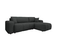 Nicole - canapé d'angle réversible 4 places convertible avec coffre en tissu - Gris Anthracite