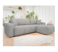 Nicole - canapé d'angle réversible 4 places convertible avec coffre en tissu - Gris clair