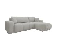 Bestmobilier - Nicole - canapé d'angle réversible 4 Places Convertible avec Coffre en Tissu, Gris Clair