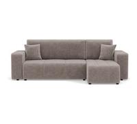 Best mobilier Canapé d'angle Nicole réversible 4 places convertible avec coffre en tissu Gris clair
