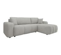 Nicole - canapé d'angle réversible 4 places convertible avec coffre en tissu - Gris clair