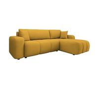 Nicole - canapé d'angle réversible 4 places convertible avec coffre en tissu - Jaune