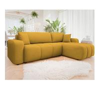 Nicole - canapé d'angle réversible 4 places convertible avec coffre en tissu - Jaune