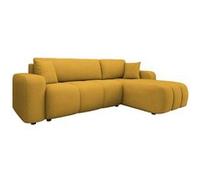 Nicole - canapé d'angle réversible 4 places convertible avec coffre en tissu - Jaune