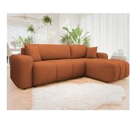 Bestmobilier - Nicole - canapé d'angle réversible 4 Places Convertible avec Coffre en Tissu, Rouille