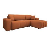 Bestmobilier - Nicole - canapé d'angle réversible 4 Places Convertible avec Coffre en Tissu, Rouille