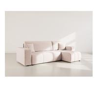 Nicole - canapé d'angle réversible 4 places convertible avec coffre en tissu - Taupe