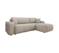 Nicole - canapé d'angle réversible 4 places convertible avec coffre en tissu - Taupe