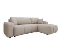 Nicole - canapé d'angle réversible 4 places convertible avec coffre en tissu - Taupe