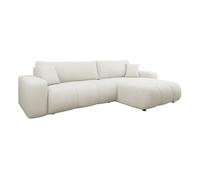 Nicole - Canapé d'angle réversible 5 places convertible avec coffre en tissu - Beige