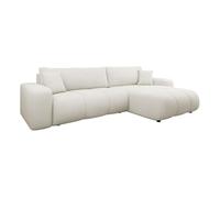 Nicole - Canapé d'angle réversible 5 places convertible avec coffre en tissu - Beige